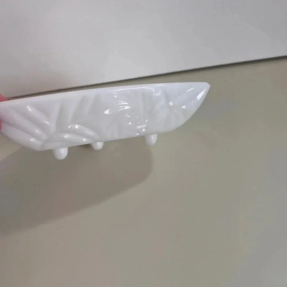 White‎ vintage milk glass Triangular Bowl tray